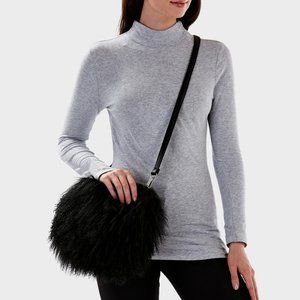 Black Mongolian Lamb Fur Hand Bag
